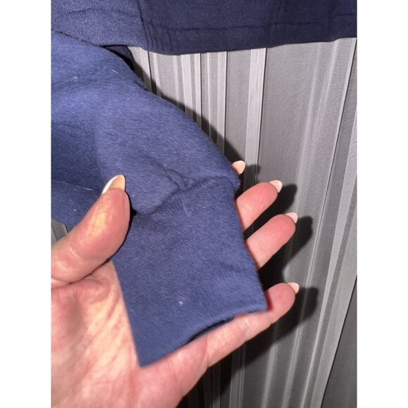 Vintage Jerzees Super Sweats Navy Blue Quarter-Zip crop Sweatshirt White Embroid - Picture 8 of 9